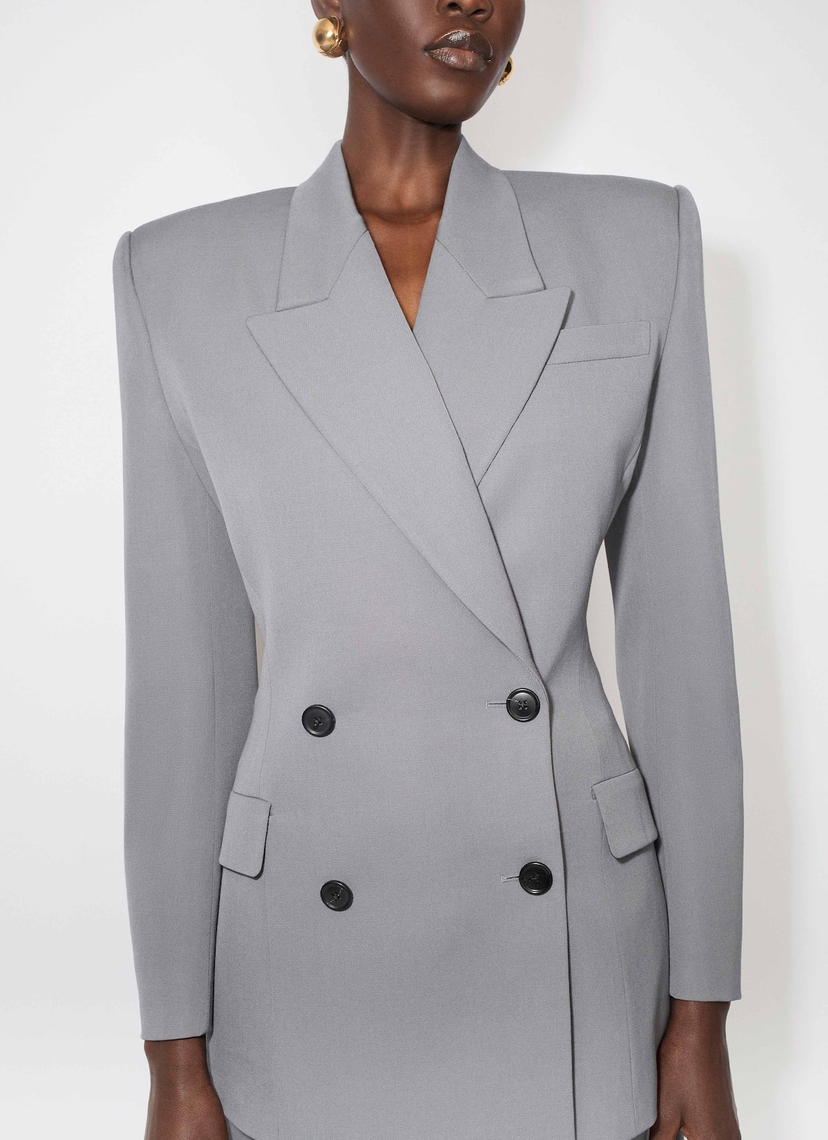WOOL GABARDINE TAILORED JACKET ALAÏA GRAY WOOL GABARDINE TAILORED JACKET